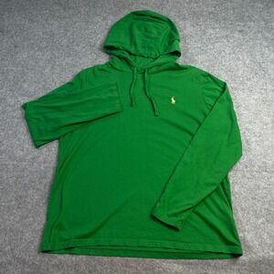 Polo Ralph Lauren Mens Hoodie Sweatshirt XXL Green Cotton Long Sleeve Hooded
